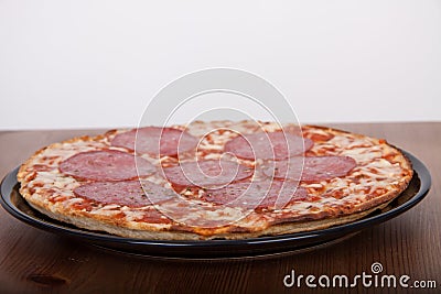 Salami pizza Stock Photo