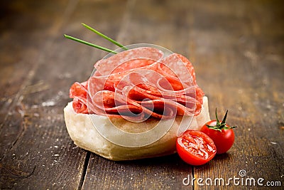 Salami Sandwich Stock Photo