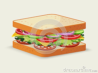 Salami sandwich emblem Vector Illustration