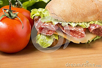Salami sandwich Stock Photo