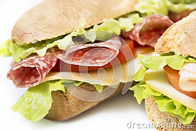 Salami sandwich Stock Photo