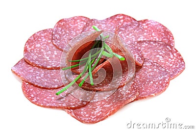 Salami slices Stock Photo