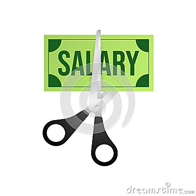 Salary cut green image. Business concept. Business icon. Flat design Vector Illustration