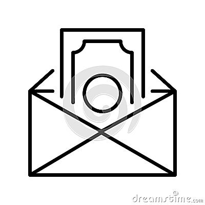 Salary in envelope icon vector illustration. Concept corruption, donation, savings and receive bribe Vector Illustration