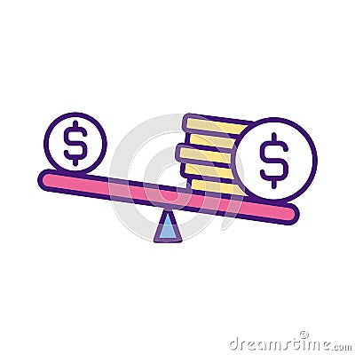 Salary imbalances RGB color icon Vector Illustration