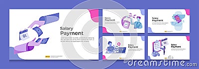salary payment and payroll illustration set bundle for annual bonus, income, payout with people character. flat vector for web Vector Illustration