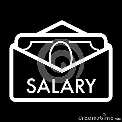 Salary vector icon. Black and white cash illustration. Contour linear money icon. Vector Illustration