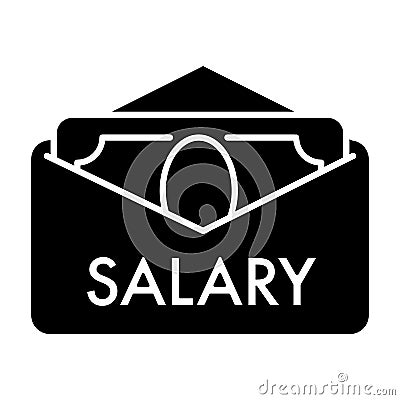 Salary vector icon. Black and white cash illustration. Solid linear money icon. Vector Illustration