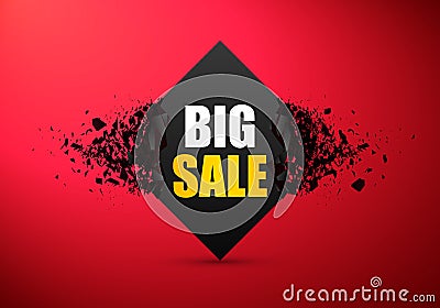 Sale Background. Vector Banner with explosion effect and glow. Vector Illustration