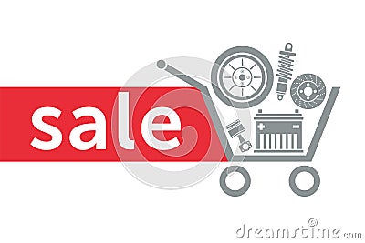 Sale in the auto parts store Vector Illustration