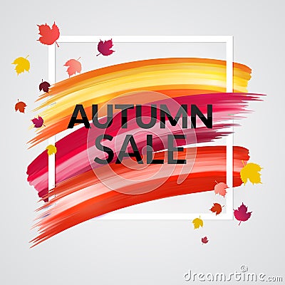 Sale Autumn Banner design with frame and leaves Vector Illustration