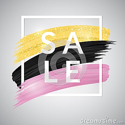 Sale Banner in 3 colors. Stock Photo