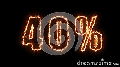 40 sale banner. Fiery inscription. 40 percent discount. 3d render. Stock Photo