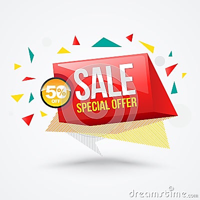 Sale banner funny style. Vector Illustration