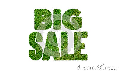 Sale banner grass 3d illustration text poster, banner, ads Cartoon Illustration