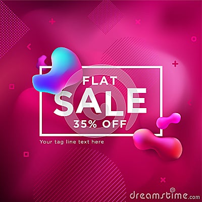 Sale Banner on Liquify and Fluid Shape Background Stock Photo