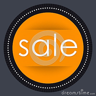 Sale Banner Template Design. Orange Round Advertising Label Vector Illustration