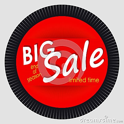 Sale Banner Template Design. Red Round Advertising Label Vector Illustration