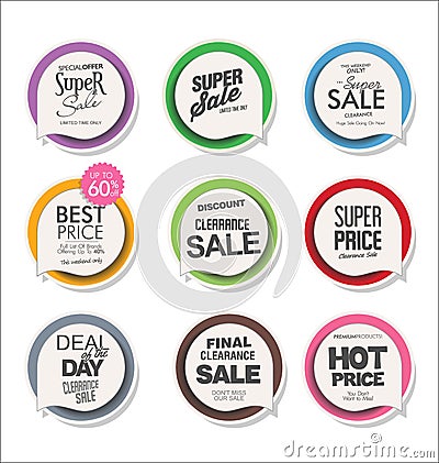 Sale banner templates design and special offer tags collection Vector Illustration