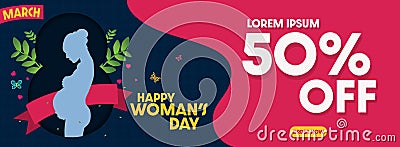 Sale Banner.Women`s day discount banner Vector Vector Illustration