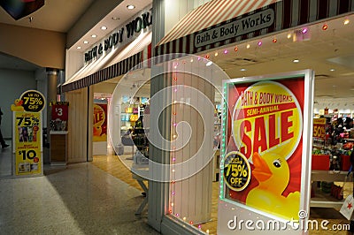 75% sale at bath and body work Editorial Stock Photo