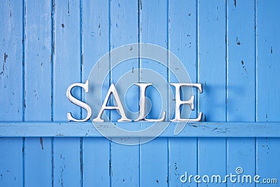 Sale Wood Blue Background Banner Stock Photo