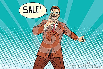 Sale businessman promoter Vector Illustration