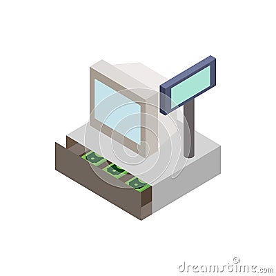 Sale cash register with cash drawer icon Vector Illustration