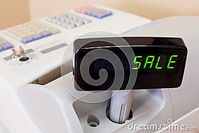 SALE on a cash register display Stock Photo