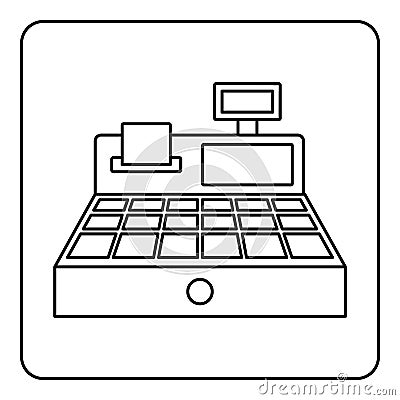 Sale cash register icon outline Vector Illustration