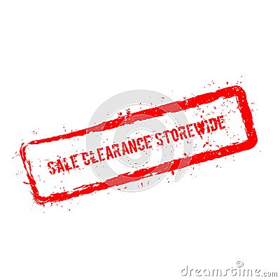 Sale clearance storewide red rubber stamp. Vector Illustration