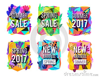 Sale Colorful Abstract Background Banners Set Vector Illustration