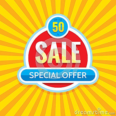 Sale - creative banner vector illustration. Abstract concept discount 50% promotion layout. Special offer sticker. Graphic design. Vector Illustration