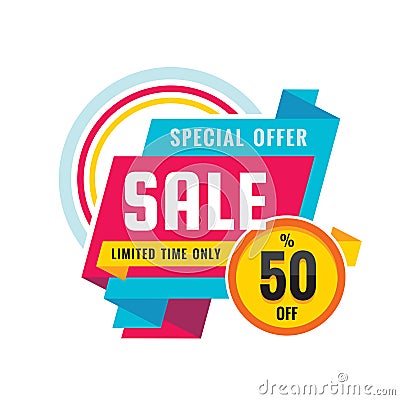 Sale - creative banner vector illustration. Abstract concept discount up to 50% promotion layout on white background. Vector Illustration