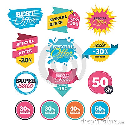 Sale discount icons. Special offer price signs. Vector Illustration