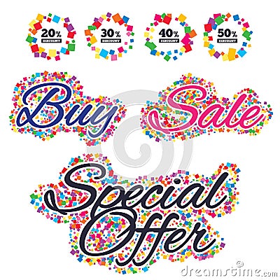 Sale discount icons. Special offer price signs. Vector Illustration