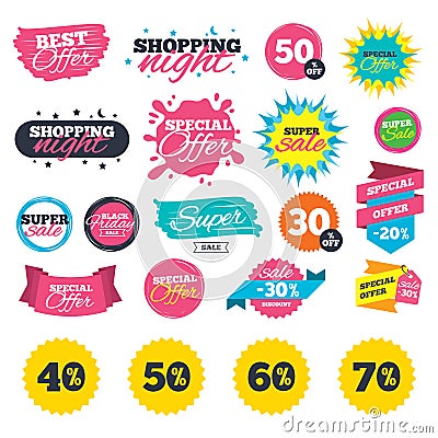 Sale discount icons. Special offer price signs. Vector Illustration