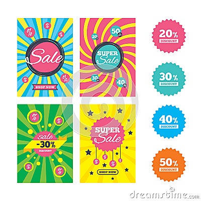 Sale discount icons. Special offer price signs. Vector Illustration