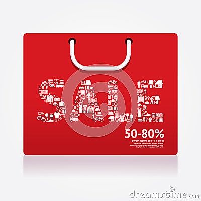 Sale Discount Shopping bag Styled . Advertising Banners. Vector Vector Illustration