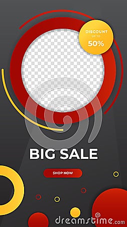 Sale discount social media stories template. Dynamic modern fluid discount sale special offer banners. Black Friday, flash sale, Stock Photo