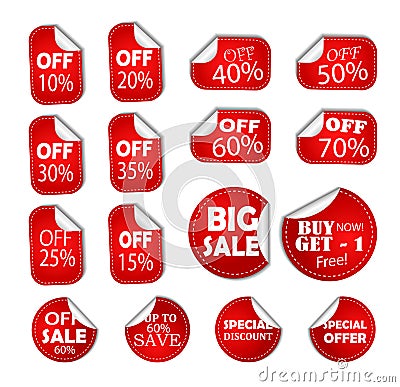 Sale discount specials banner price tag, sticker half off, save percent coupon icon Stock Photo