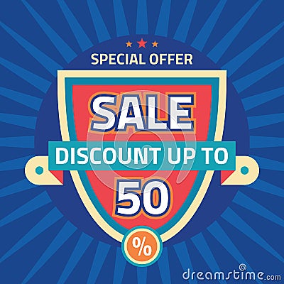 Sale - discount up to 50% - abstract vector template concept illustration. Special offer layout badge. Design element Vector Illustration