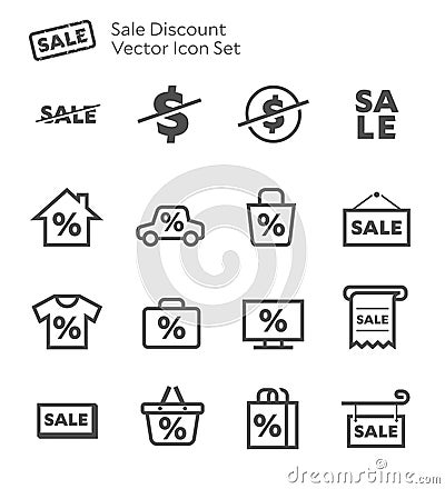 Sale Discount Vector Icon Set Vector Illustration