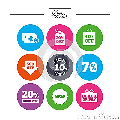 Sale discounts icon. Shopping, deal signs. Vector Illustration