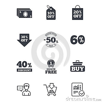 Sale discounts icon. Shopping, deal signs. Vector Illustration
