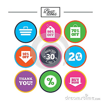 Sale discounts icon. Shopping, deal signs. Vector Illustration