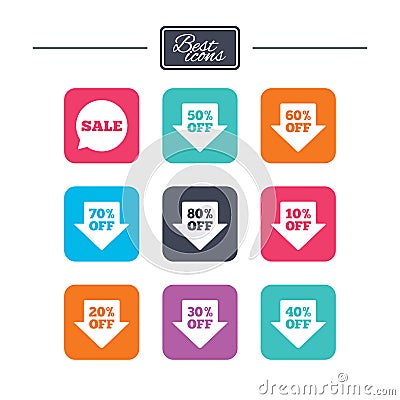 Sale discounts icons. Special offer signs. Vector Illustration