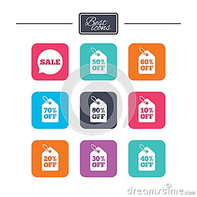 Sale discounts icons. Special offer signs. Vector Illustration