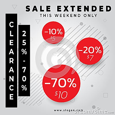 Sale extended discount 10% to 70% off Vector Illustration