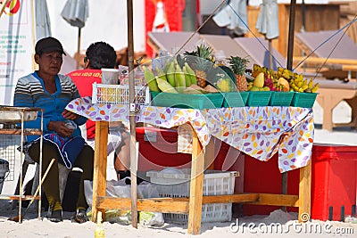 Sale of fresh fruits on the beach Editorial Stock Photo